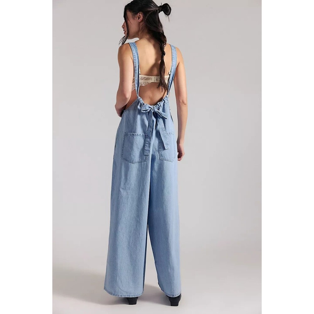 Free People We The Free Freebird Jumpsuit Dress Wide Leg Cotton Cozy M 289074 - Picture 5 of 5